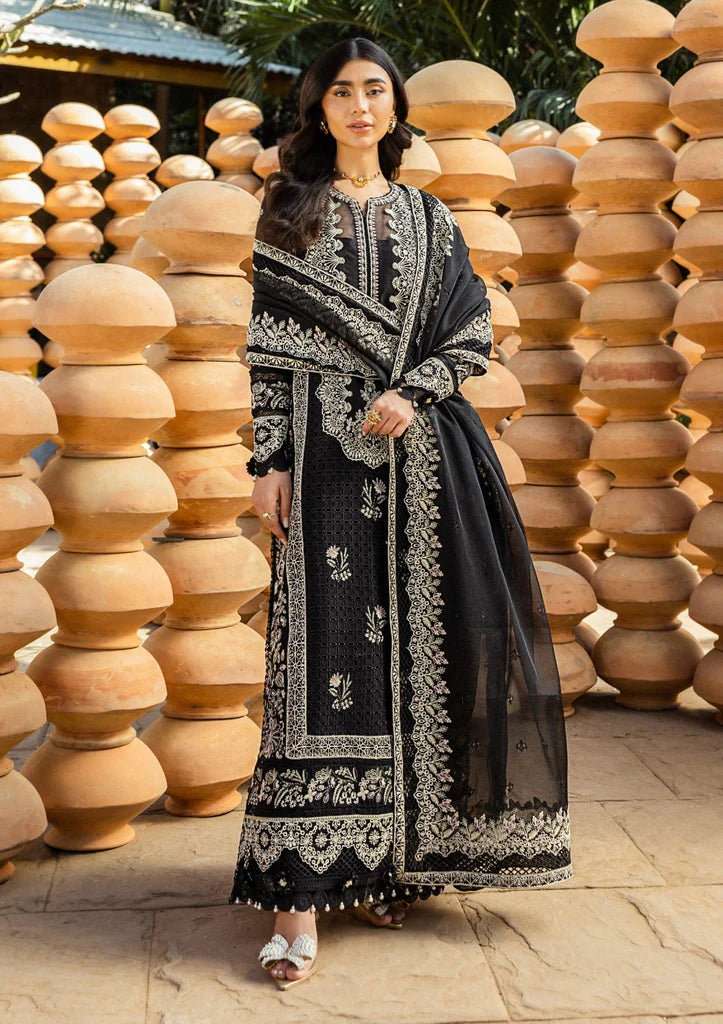 3pcs Akbar Aslam Black Emb lawn