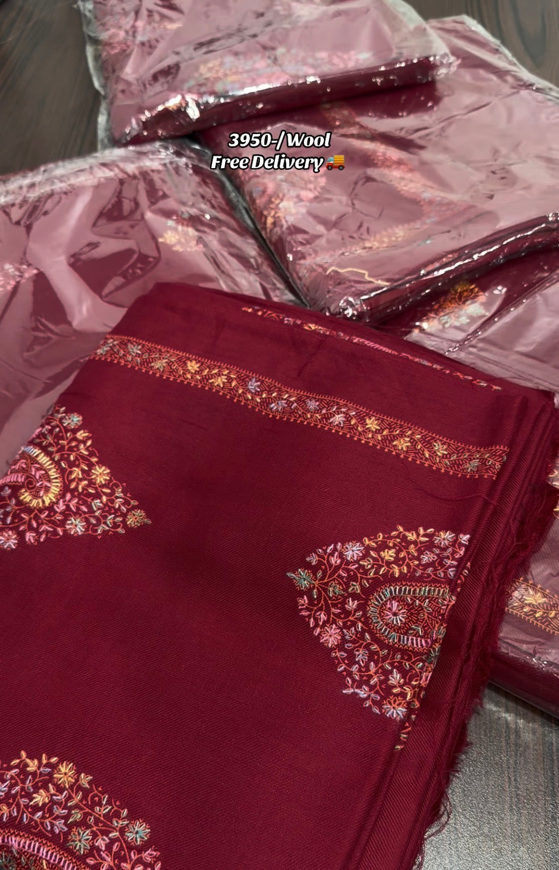3pcs Kacha Tanka Keri Mehroon Wool