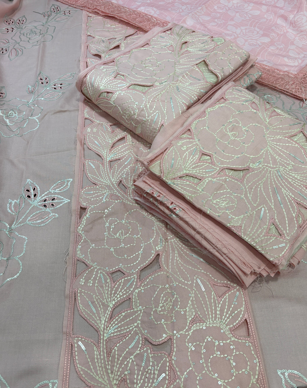 3pcs Dhanak Maria B Cutwork Tea Pink