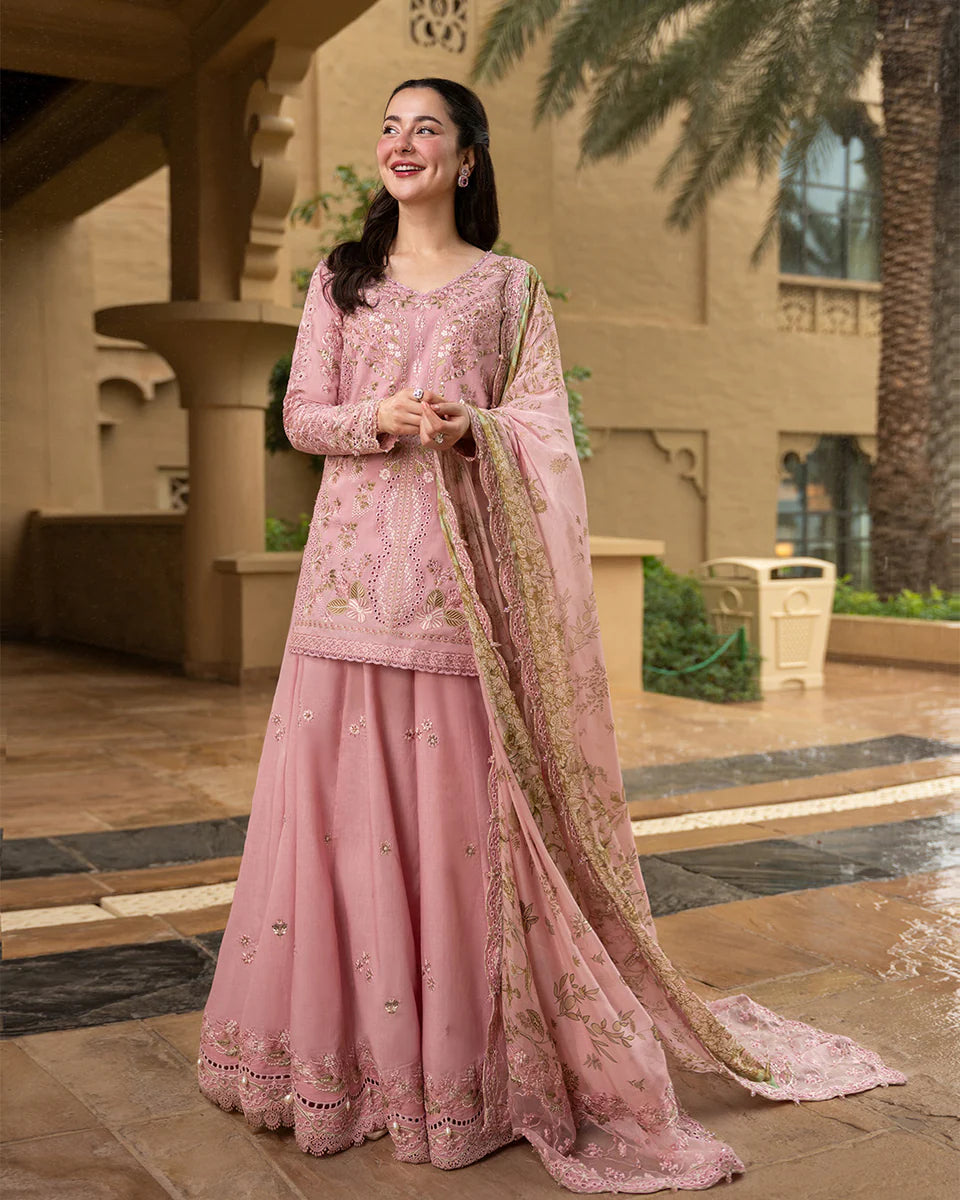 3pcs Faiza Saqlain Tea pink lawn