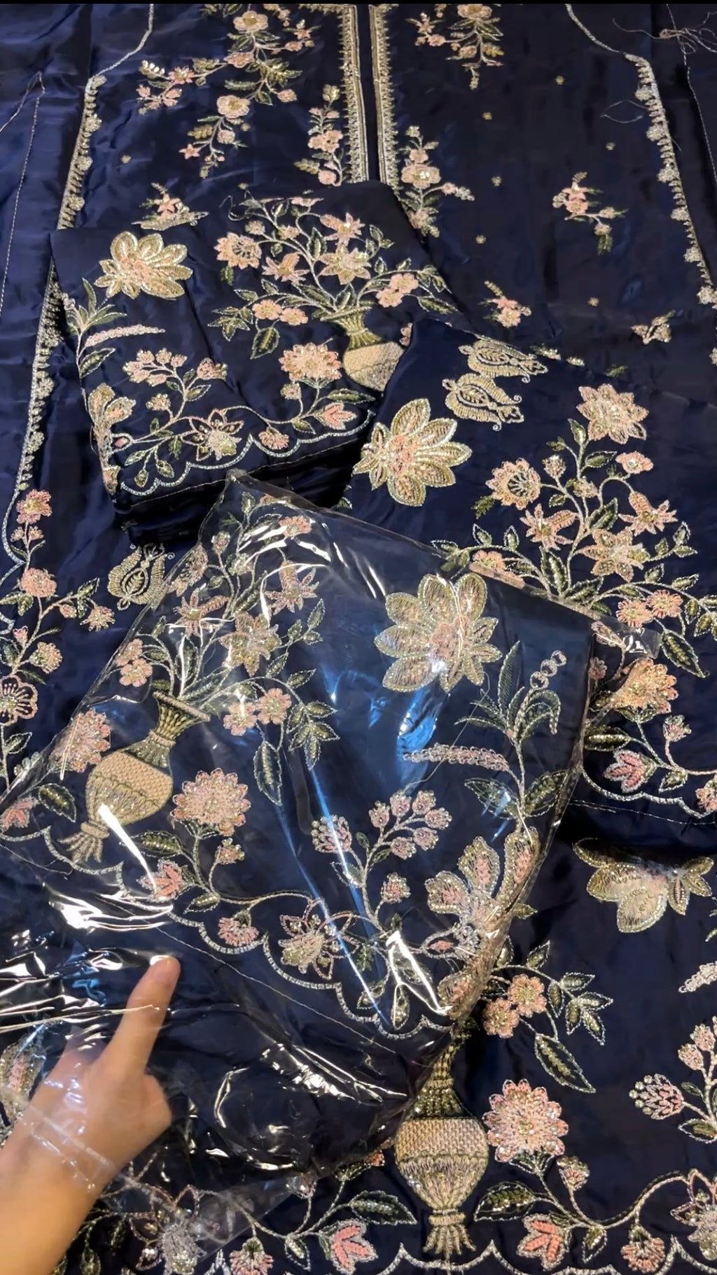 2pcs Silk Royal Blue  long Kaftan Ethnic Viral