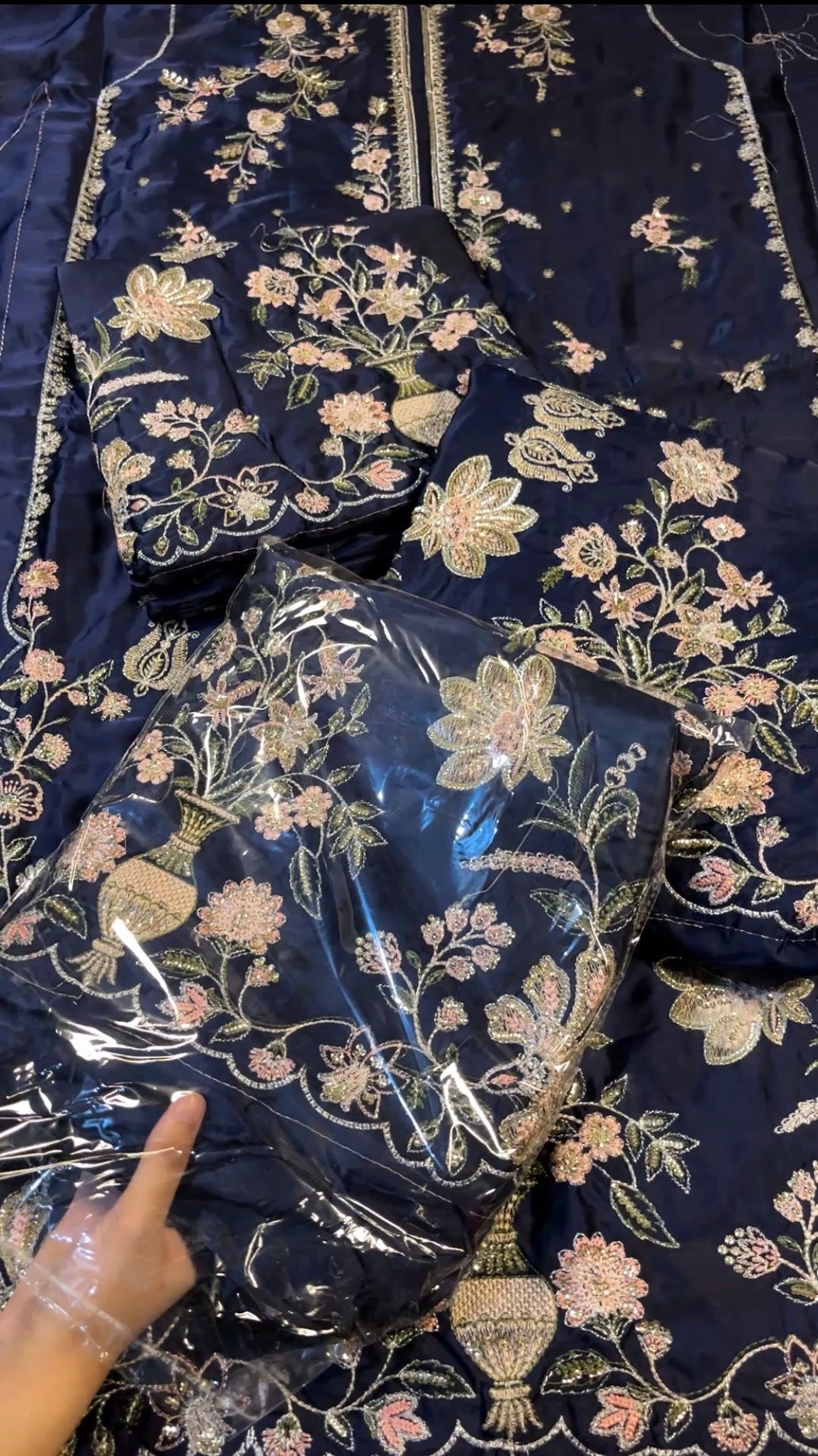 2pcs Silk Royal Blue  long Kaftan Ethnic Viral
