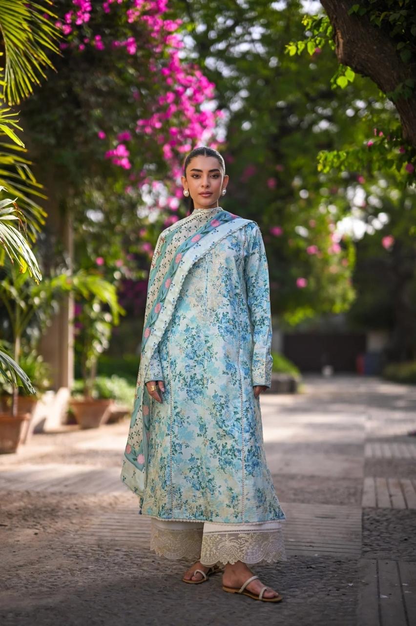 3pcs Zaib Sky White Lawn SLP