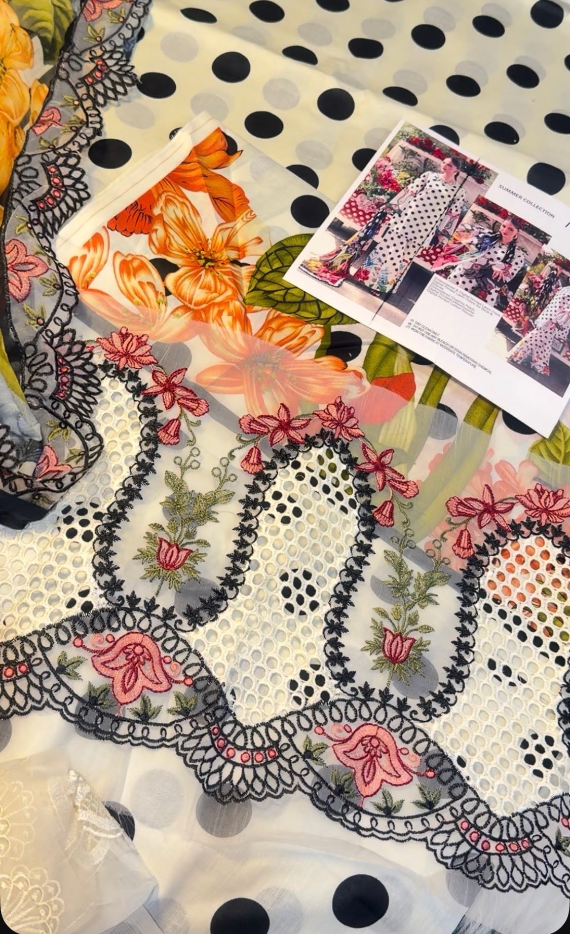 3pcs Maria B polka dot White lawn