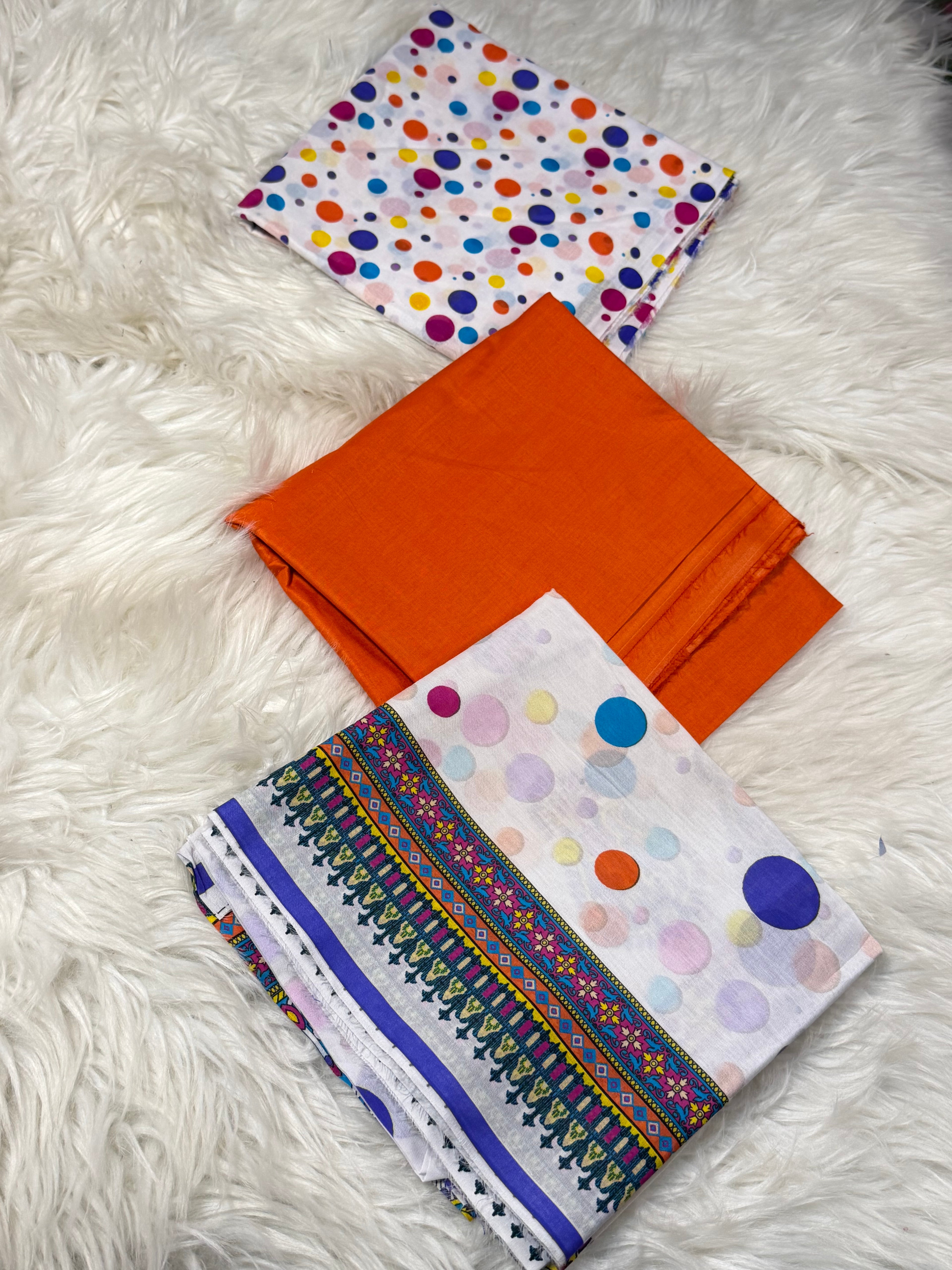 3pcs multi circle printed lawn