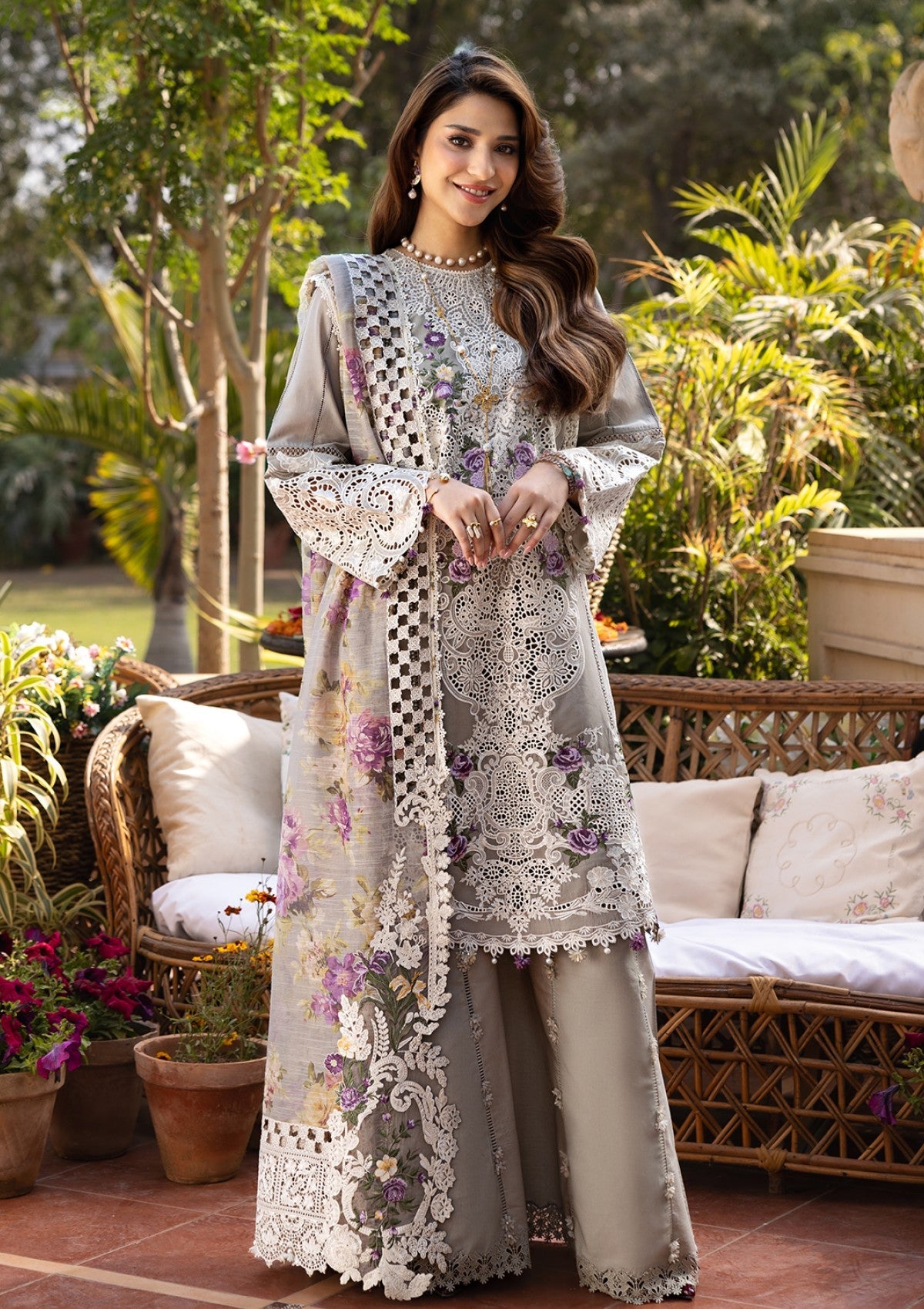 3pcs Elaf Ramsha Grey lawn