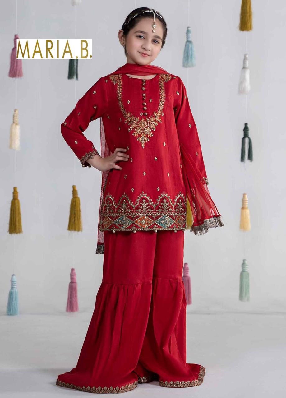2pcs Kids Gajri Color lawn