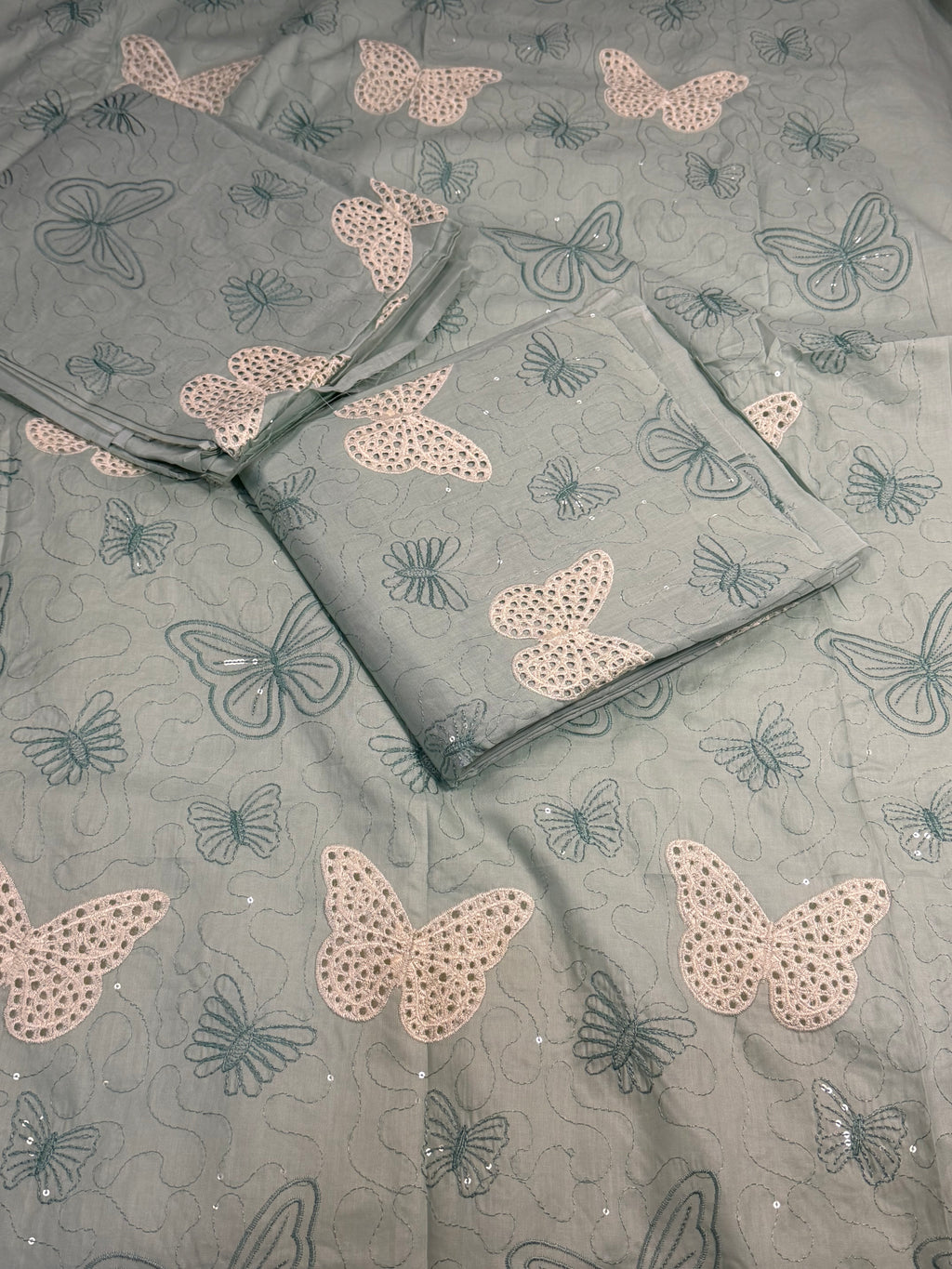 2pcs Butterfly Embroidery  Lawn