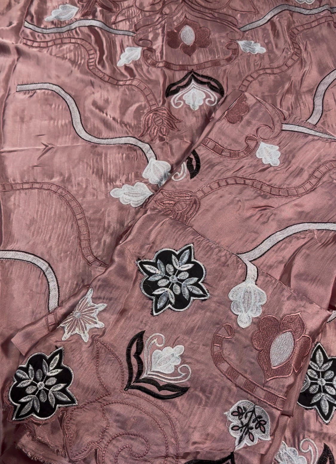 2pcs Rose Pink Black Emb Silk