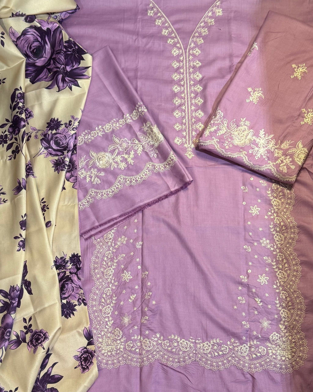 3pcs Zara Shahjhan lilac dhanak