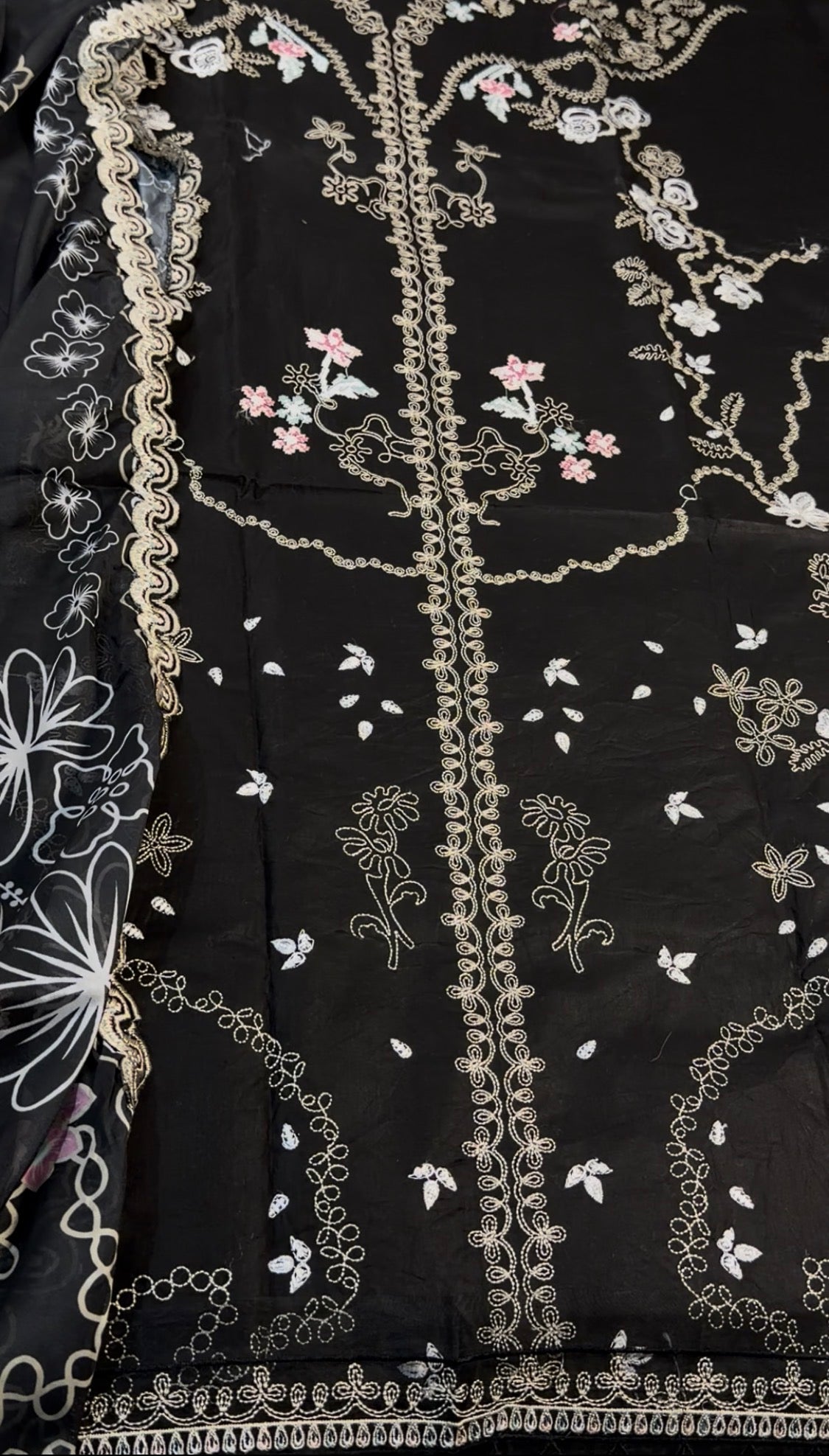 3pcs Qalamkar Black luxury lawn