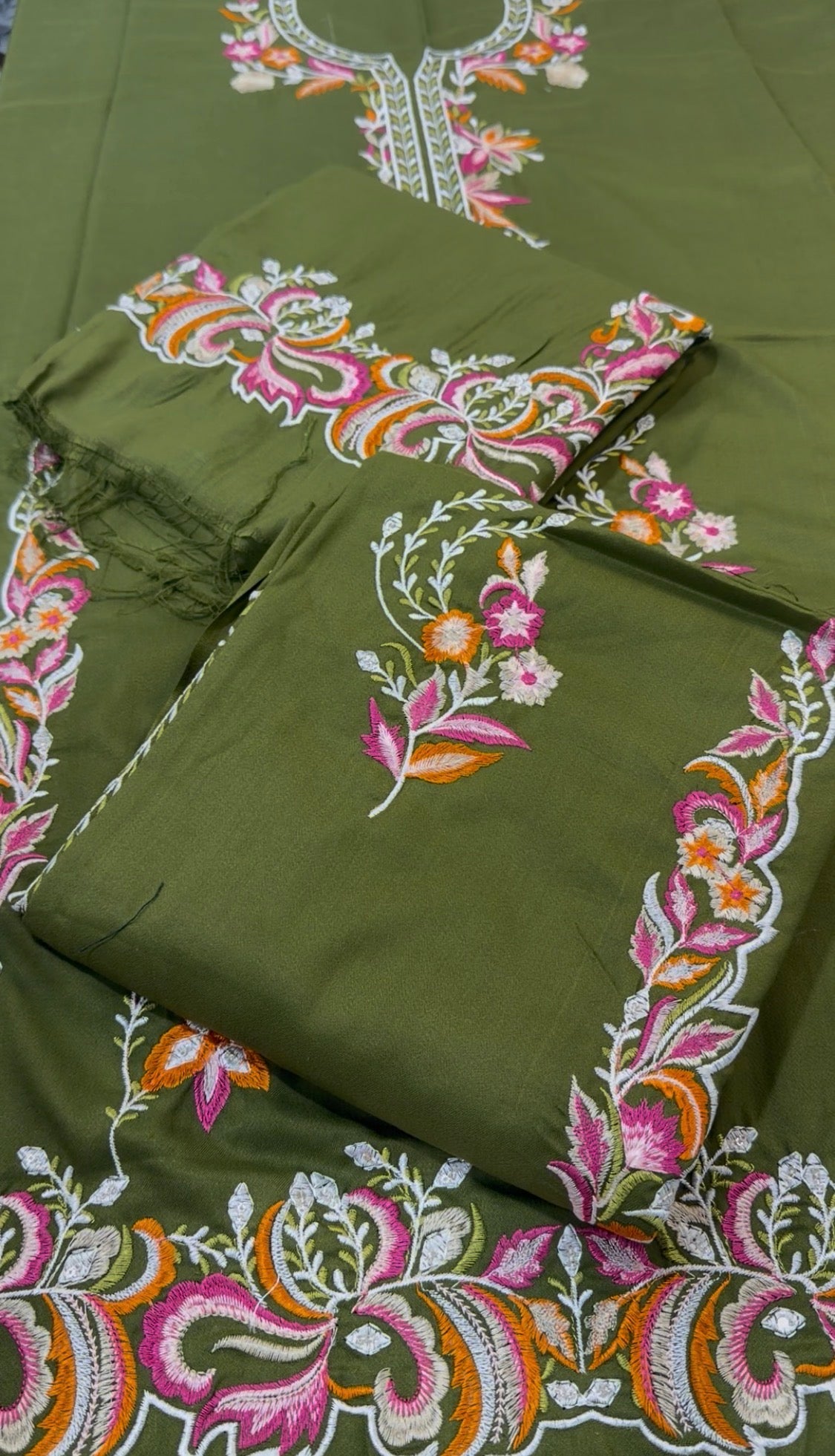 2pcs Dhanak Mongia Green With Multi Embroidered Indian
