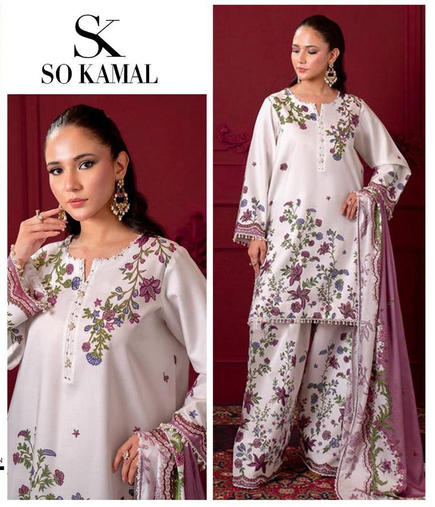 3pcs Printed so kamal floral