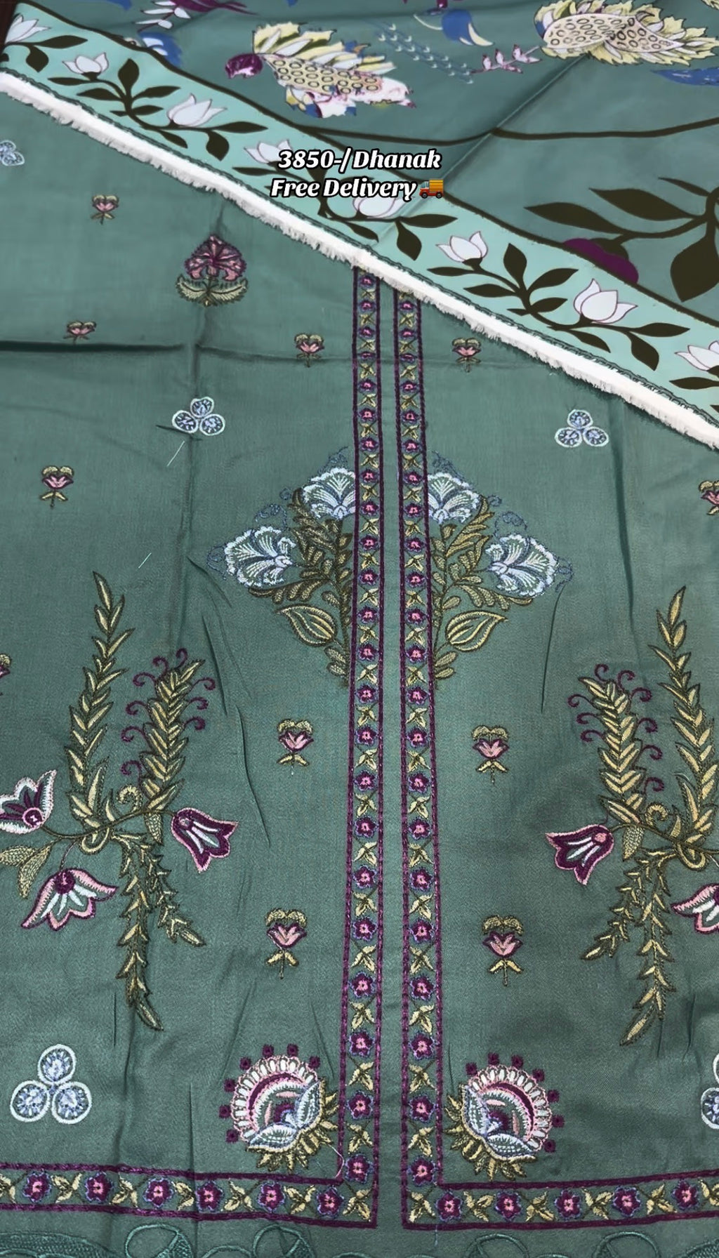 3pcs Rohenaz Open Gown Style Embroidered Dhanak