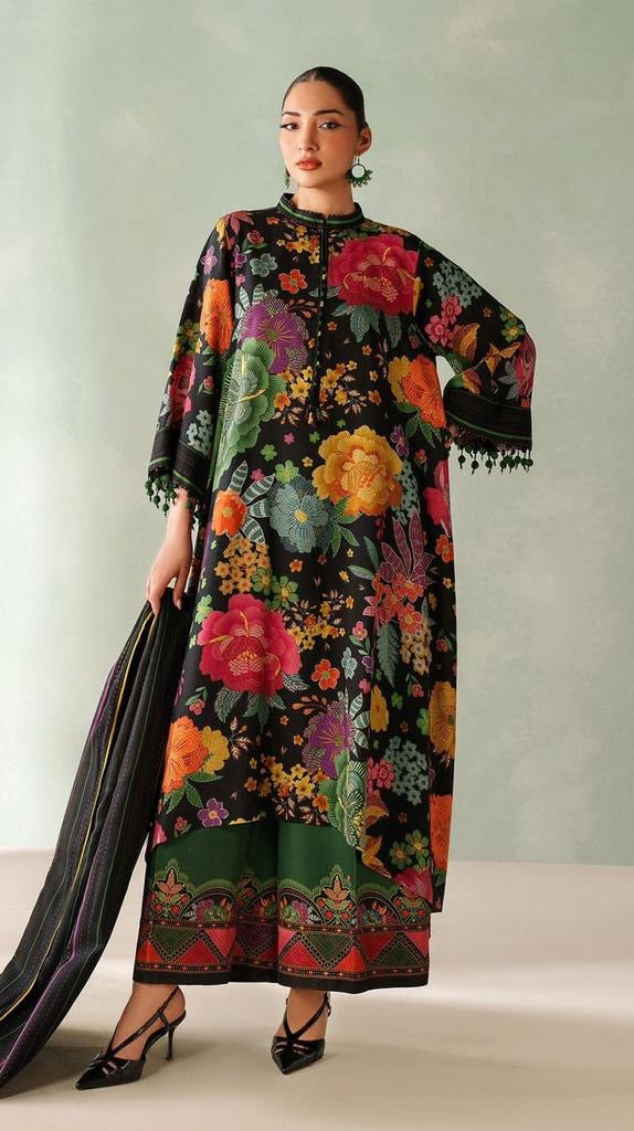 3pcs Printed Khaddar Baroque