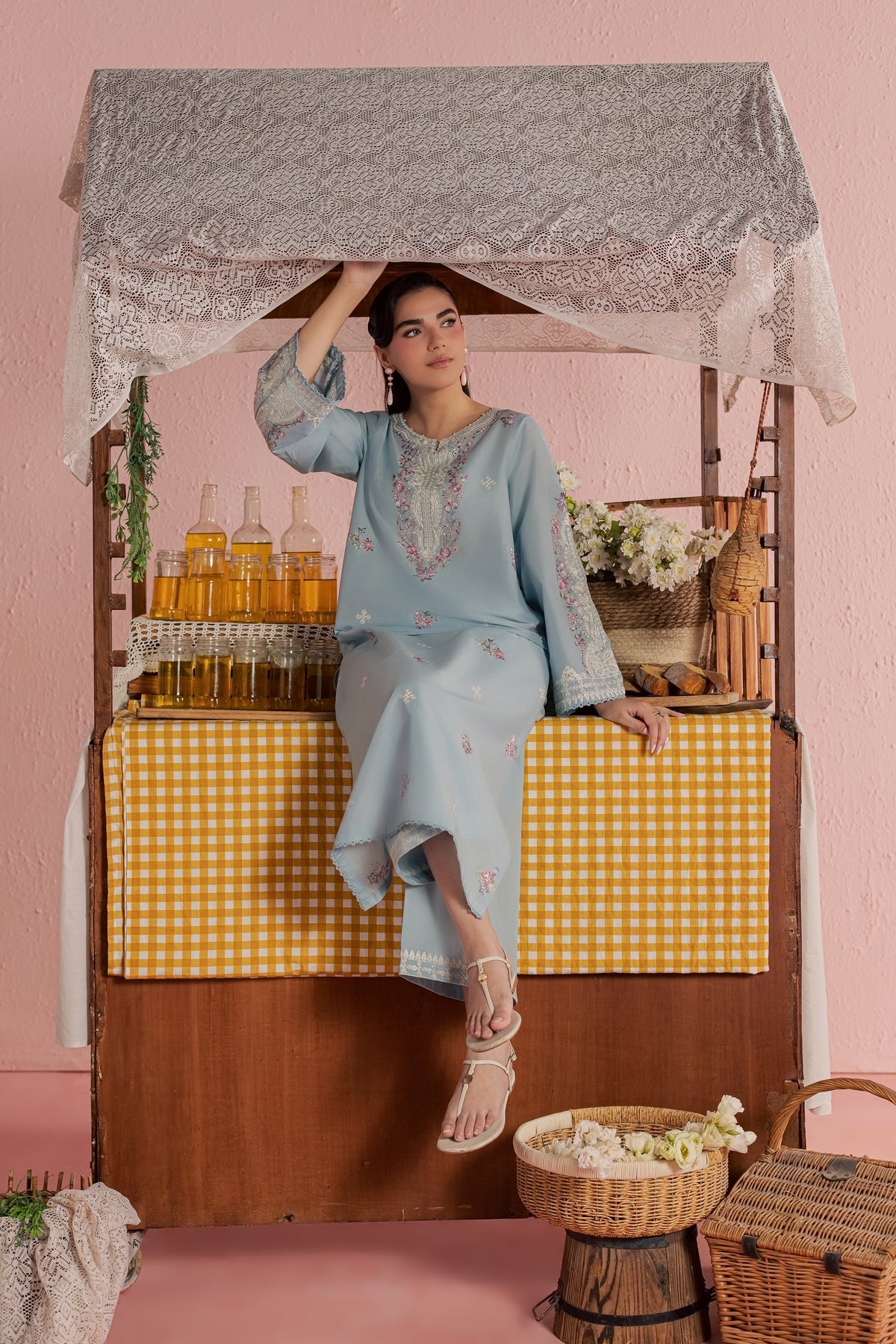 2pcs Icesky Dhanak Embroidered Decent