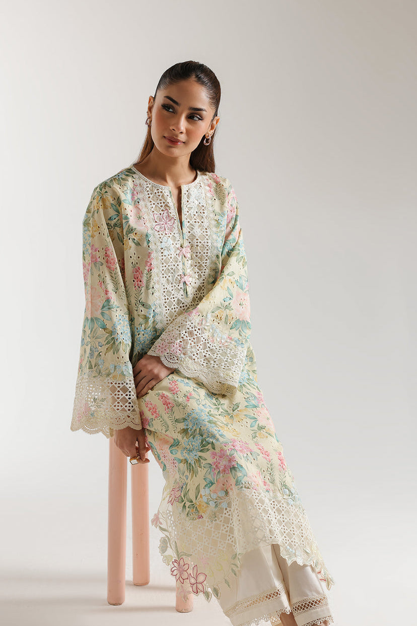 3pcs Ethnic floral with ready to wear silk dupata