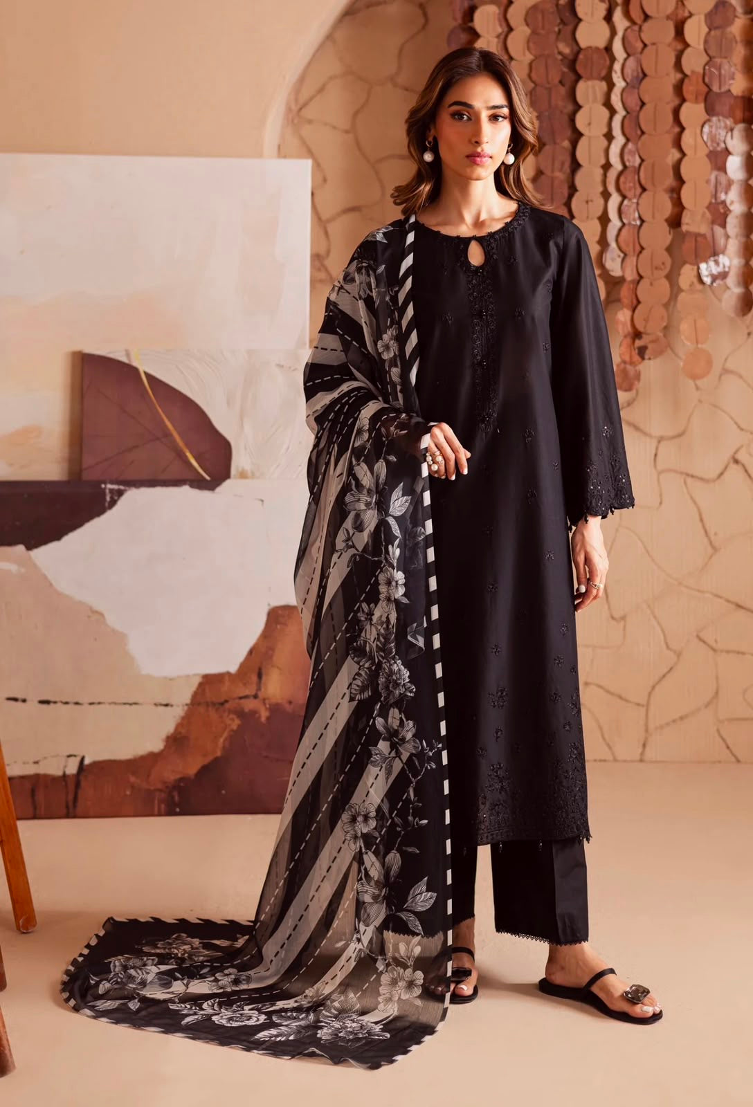 3pcs Batik Jet Black Emb lawn