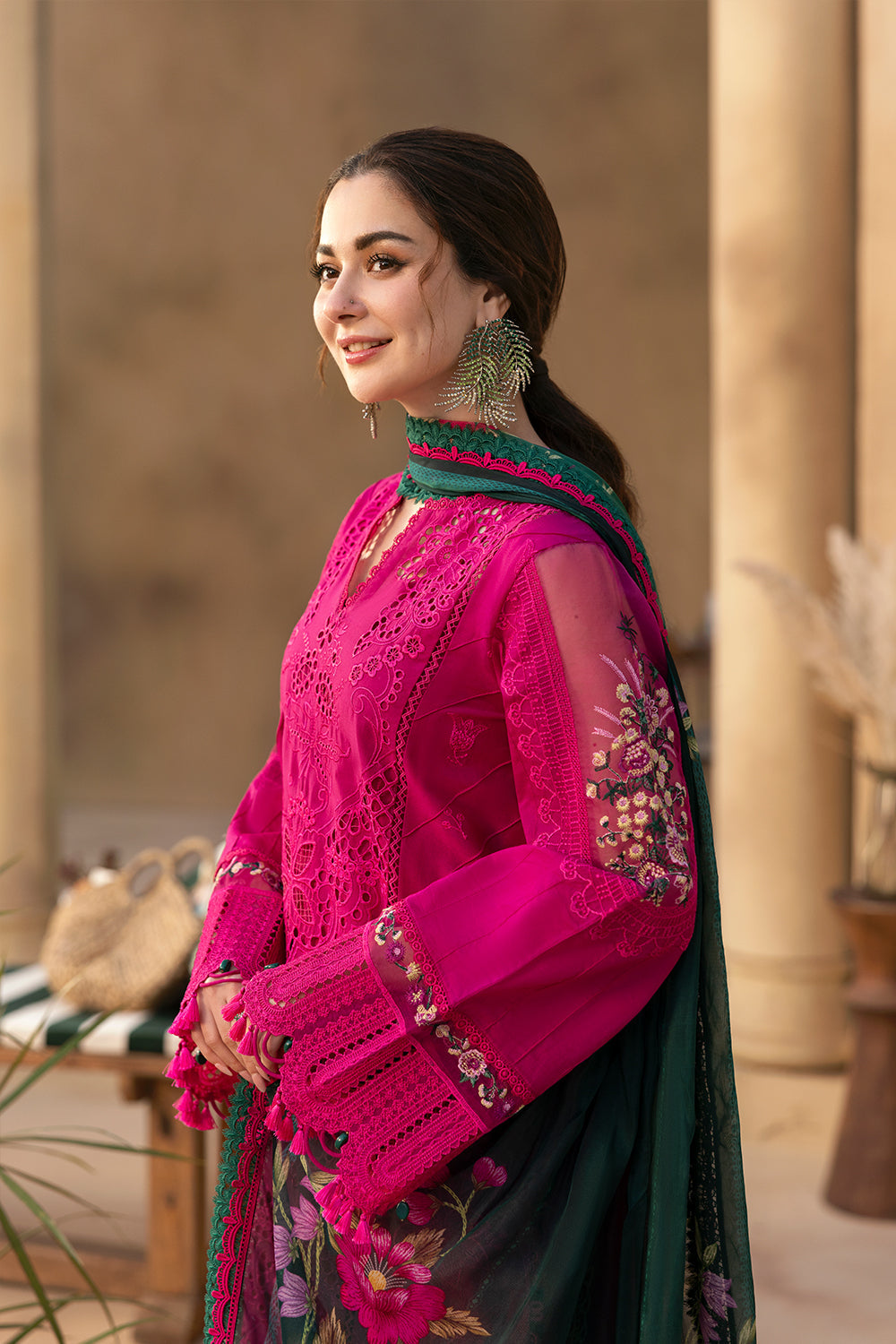 3pcs Saira Rizwan Shocking pink lawn