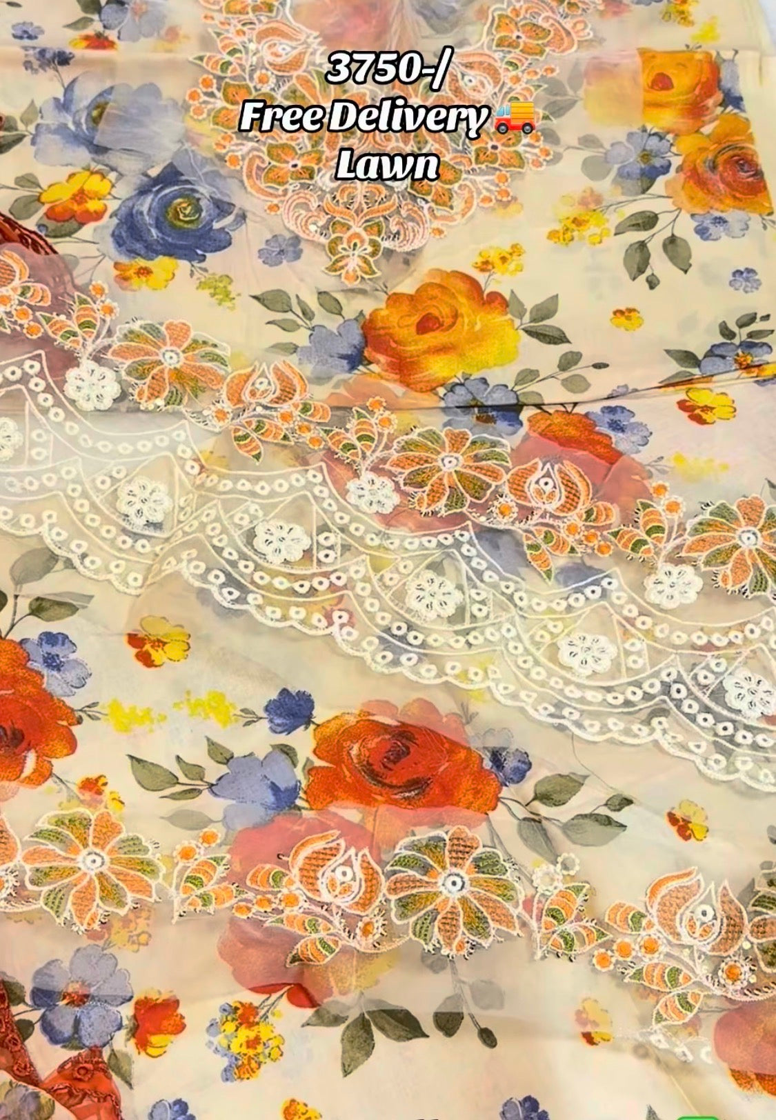 3pcs Baroque Orange lawn