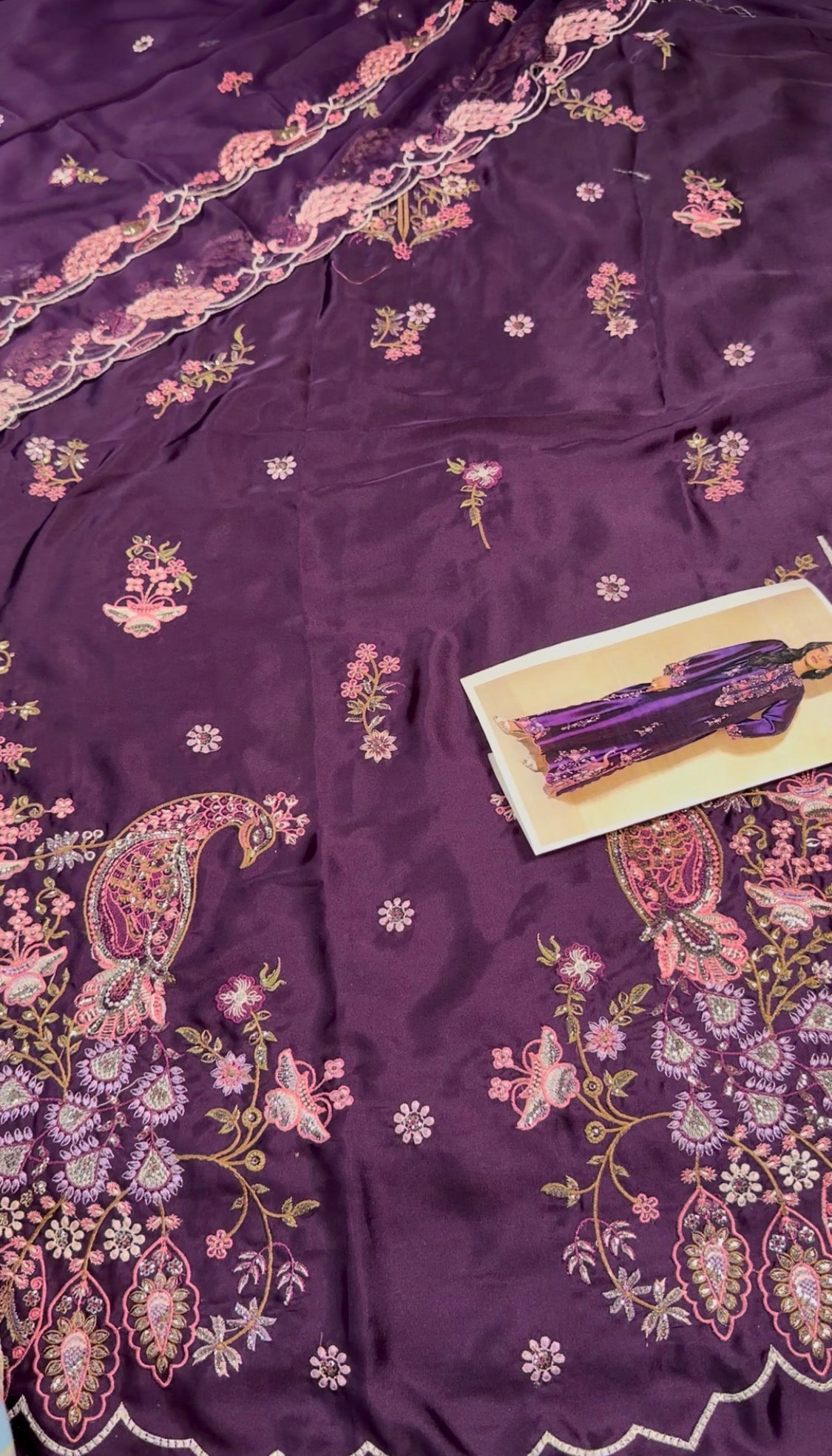 3pcs Plum Fatima Mustafa Silk