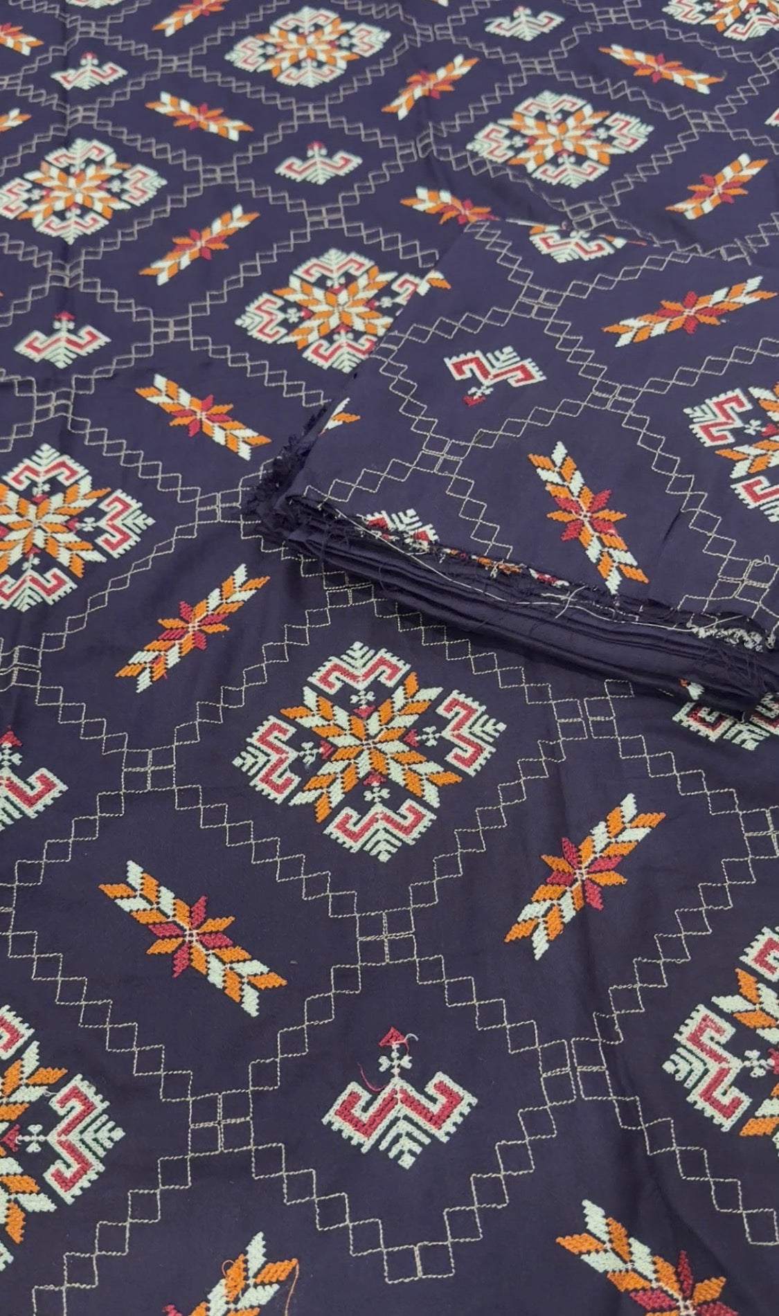 2pcs Dhanak Box Blue Computeried Embroidered