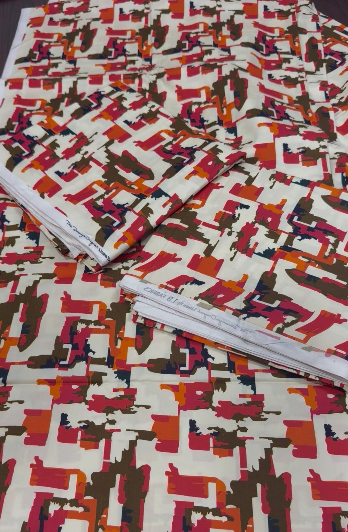 2pcs Lilen Multi offwhite Print
