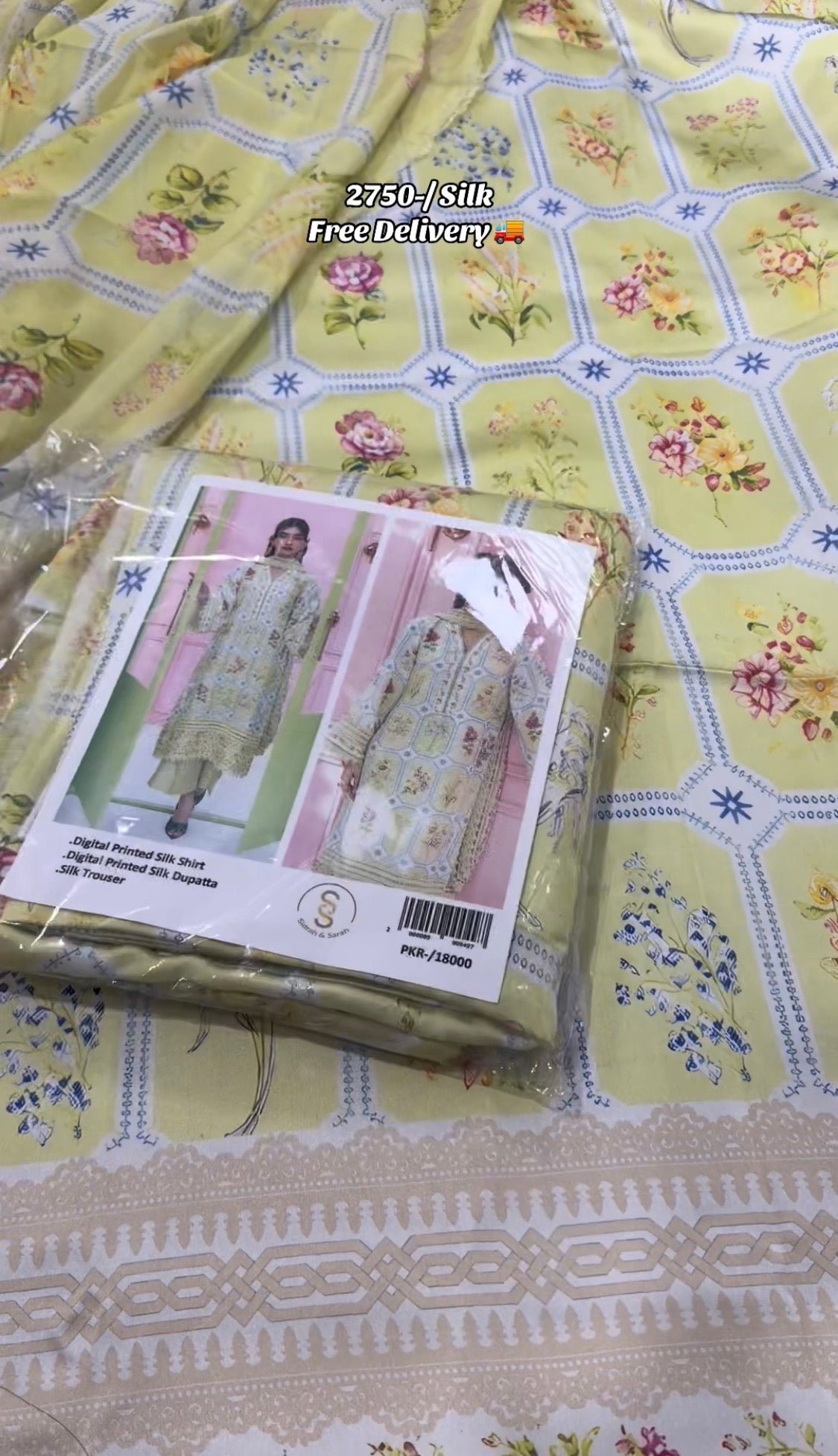 3pcs Silk Sidra Sara Box Print Neon