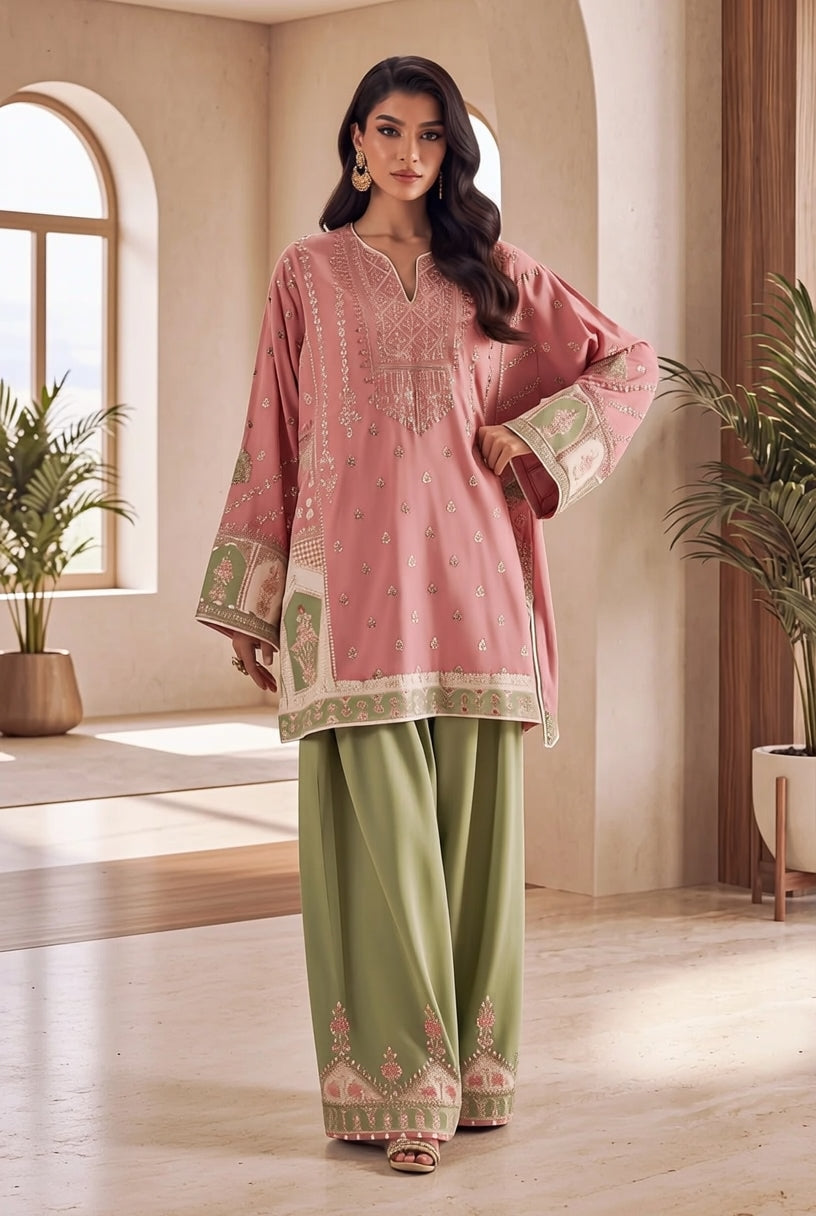 2pcs Pink Pista Ethnic Silk