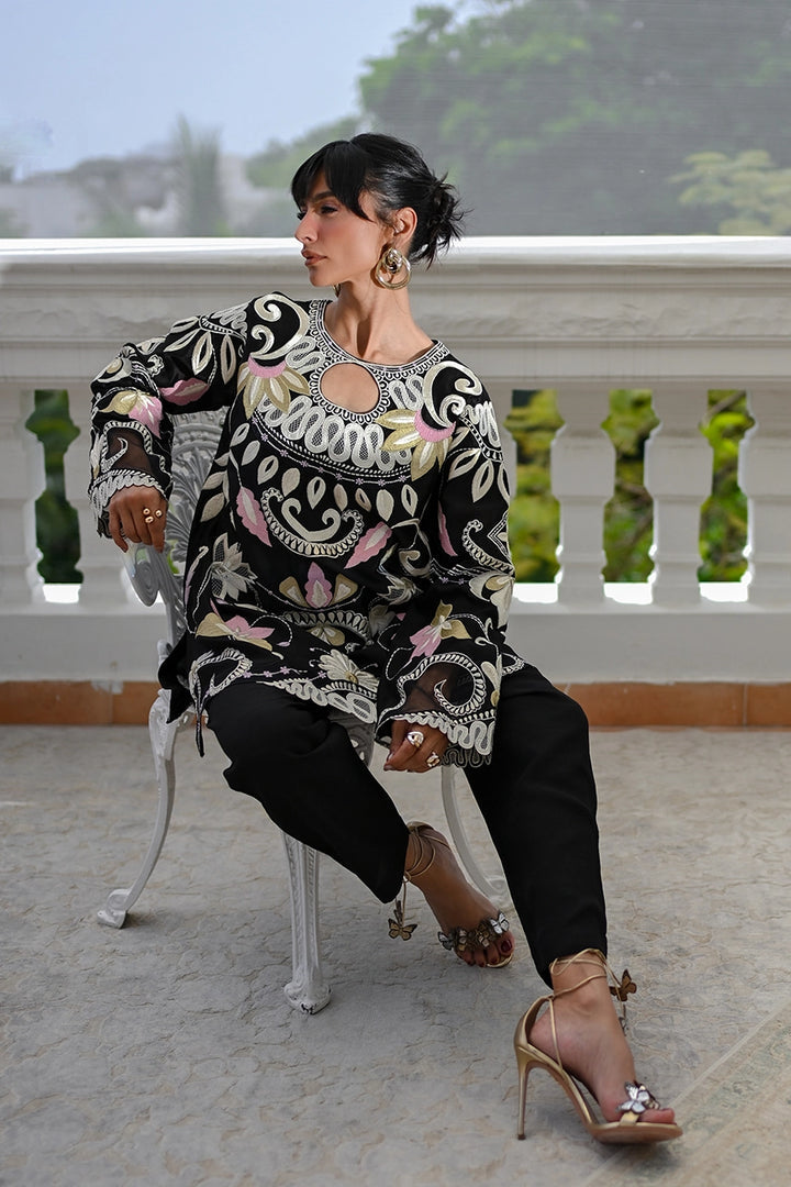 2pcs Nadia Farooqi Black Designer