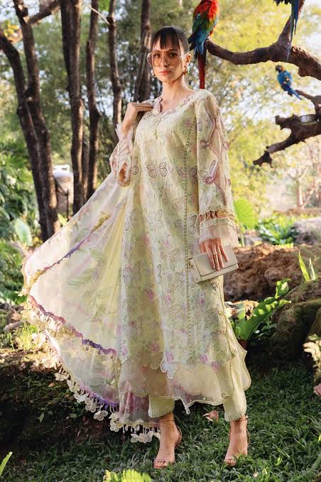 3pcs Yellow Maria B Butterfly lawn