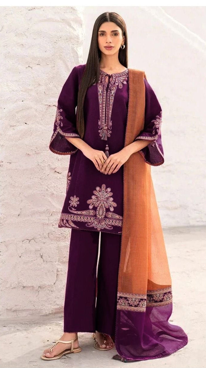 3pcs khudabakhsh purple lawn