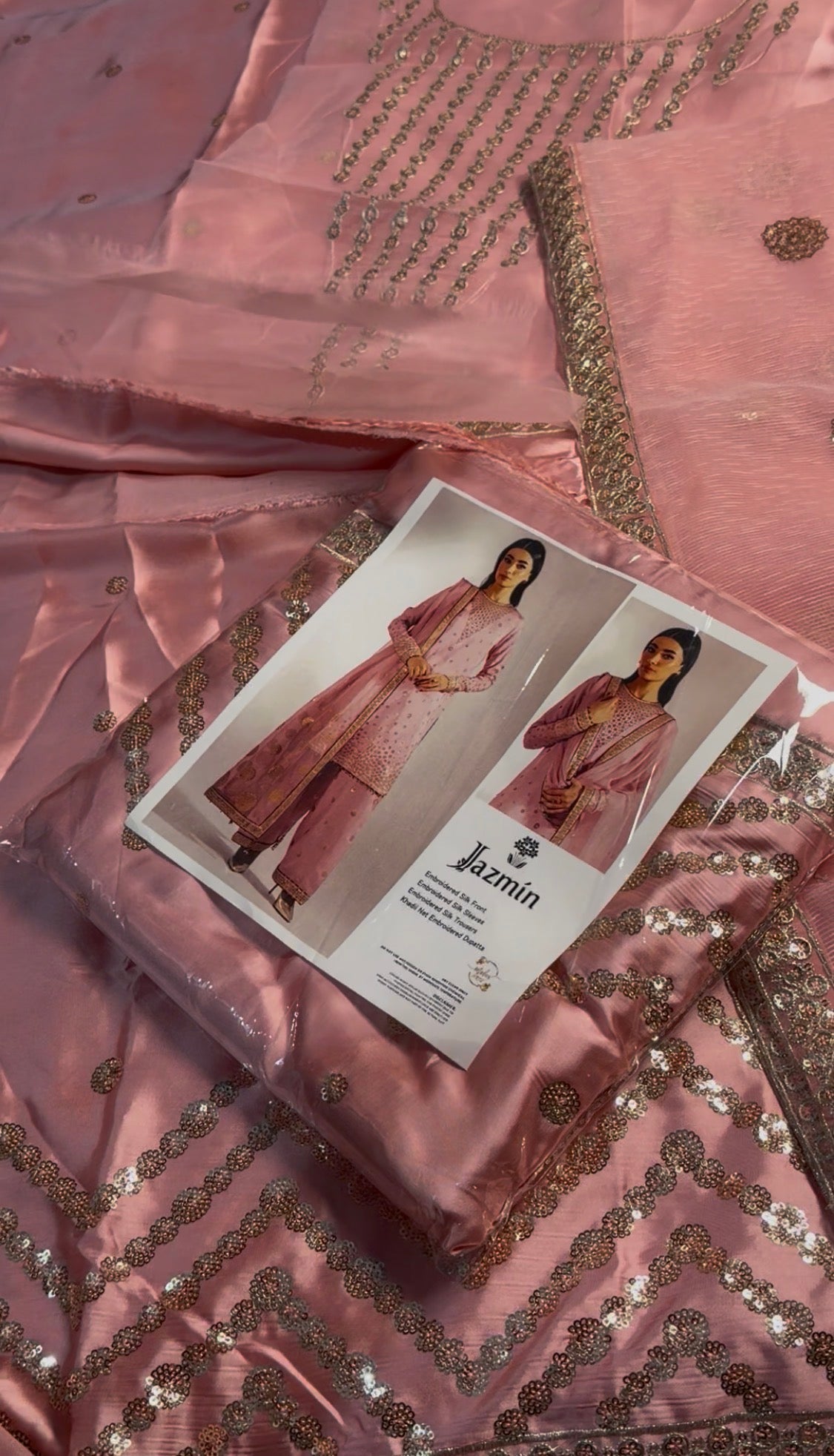 3pcs Jazmin Baby Pink Silk