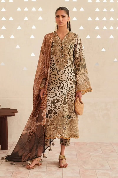 3pcs Cheetah Baroque print lawn
