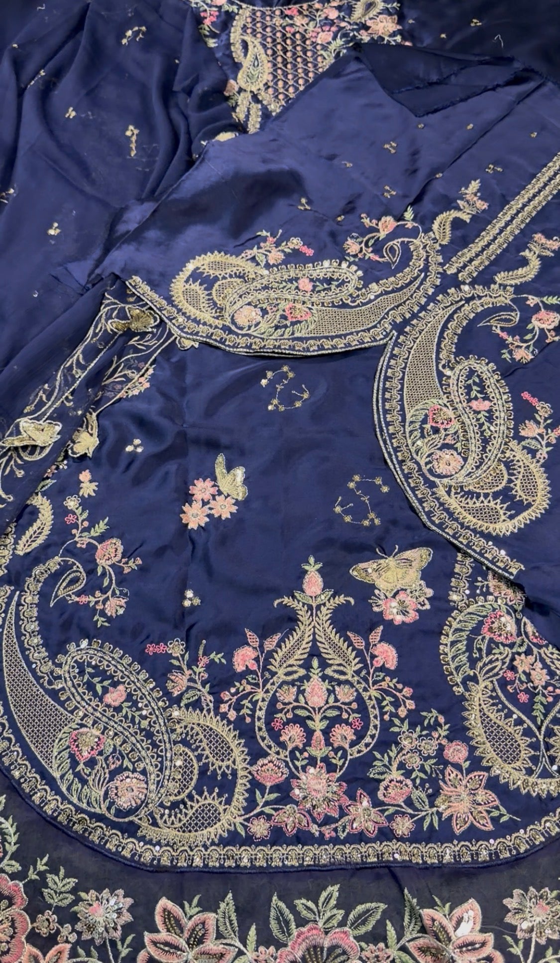 3pcs Silk RoyalBlue Ethnic Trendy Sleeves