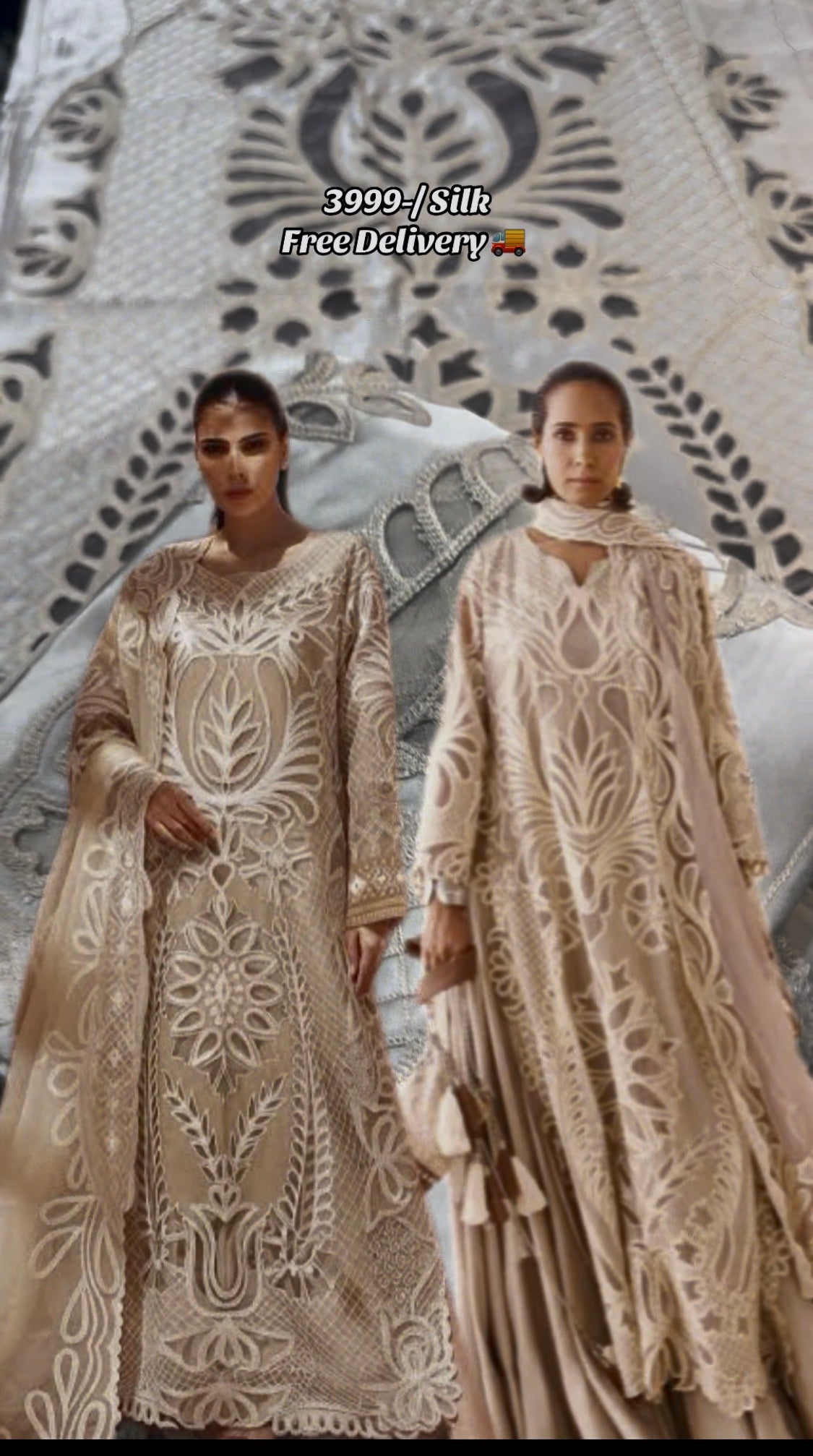 2pcs Iqbal Hussain Silk Laser Offwhite