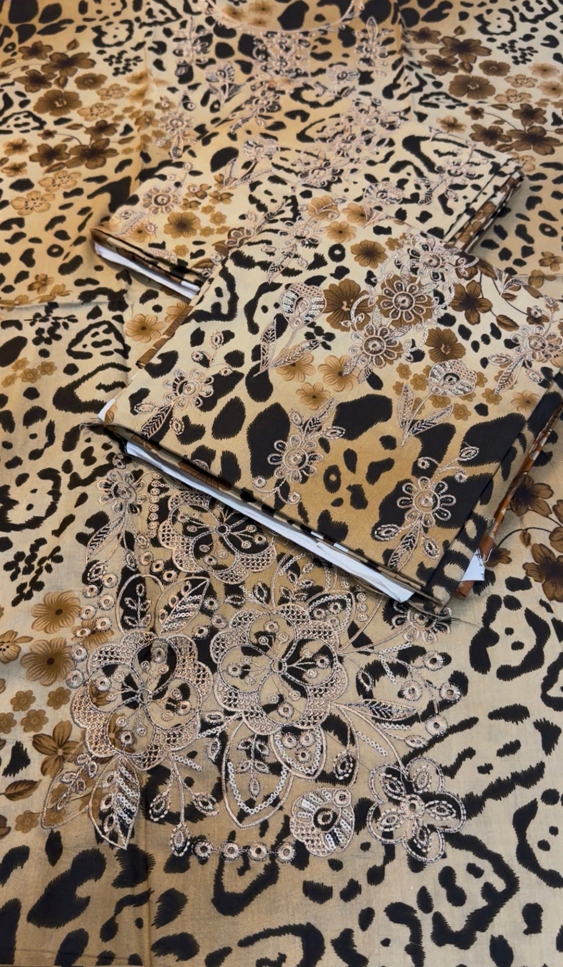 3pcs Lilen Cheetah Print Embroidered