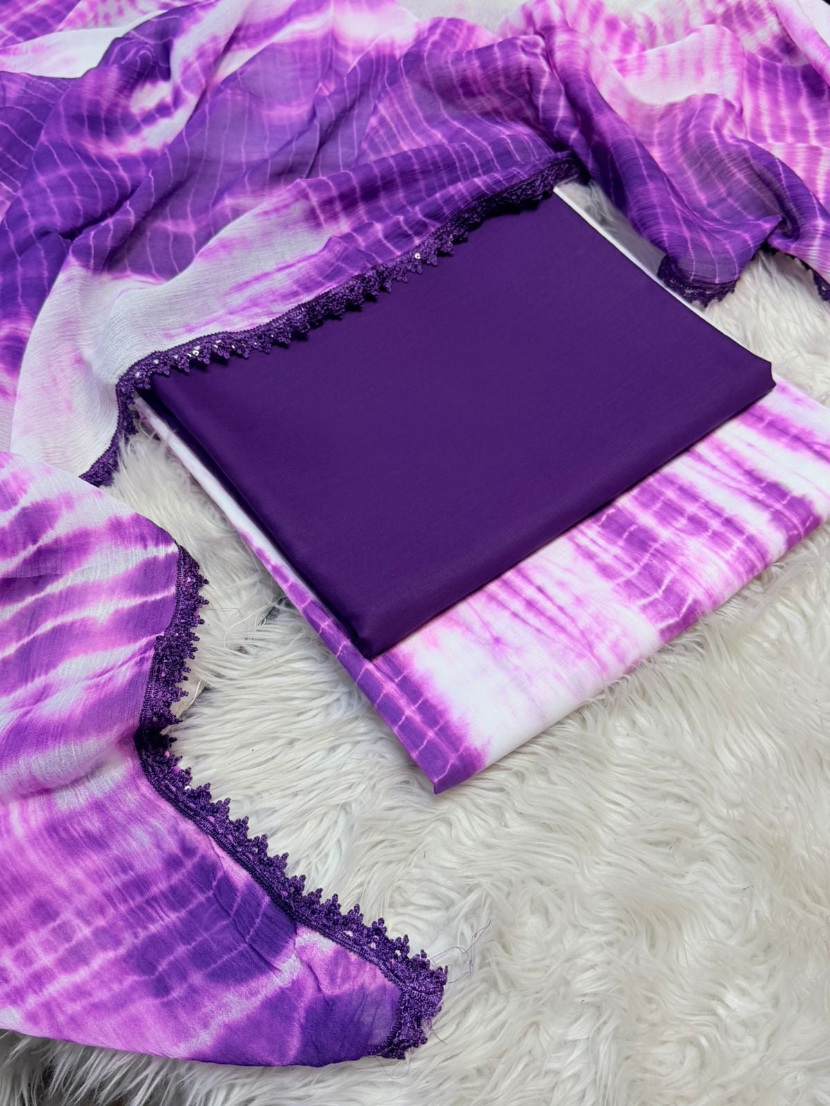 3pcs Amna Tiktok Viral Purple lawn