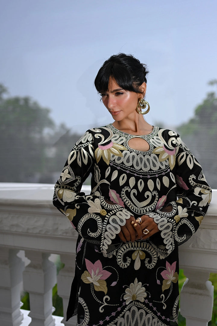 3pcs Nadia Farooqi Black Silk