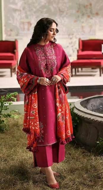 3pcs Sapphire Shocking pink lawn