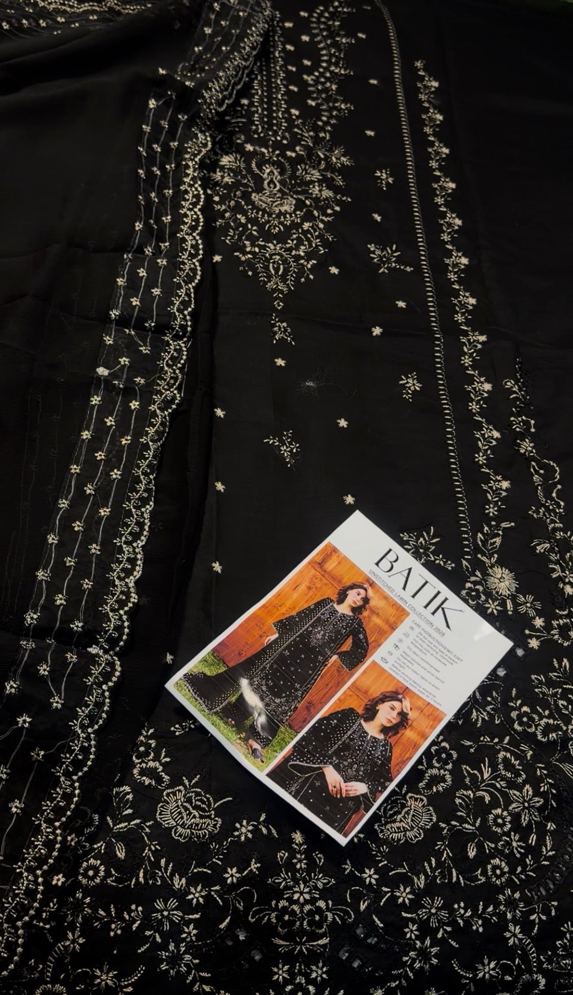 3pcs Batik Black lawn