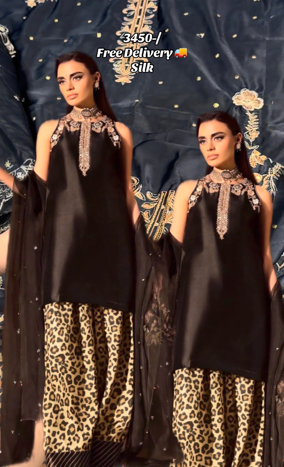 3pcs Silk Cheeta Print Designer