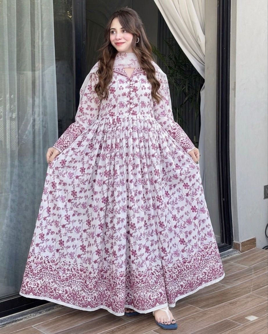 3pcs Faiza Saqlain pink print lawn