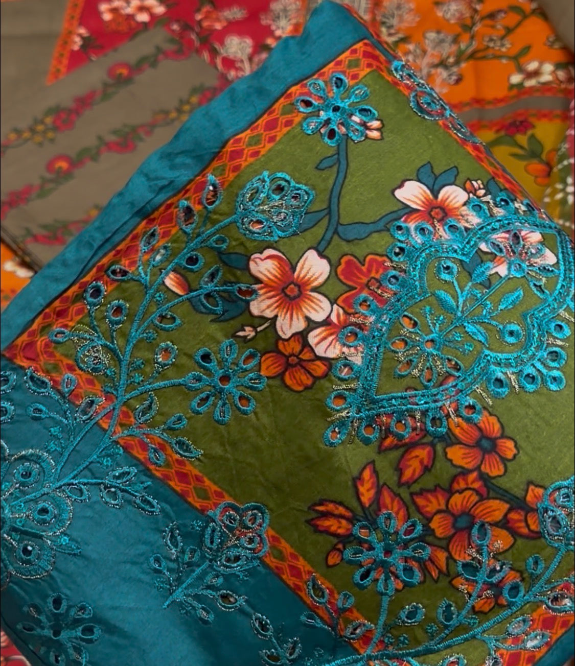 3pcs Chrizmah Emb+Print lawn