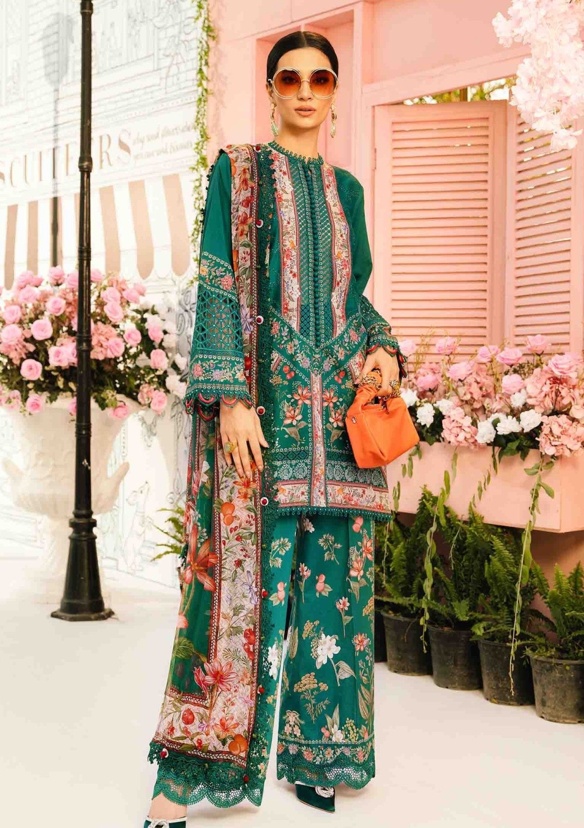 3pcs Maria B Green Codset lawn