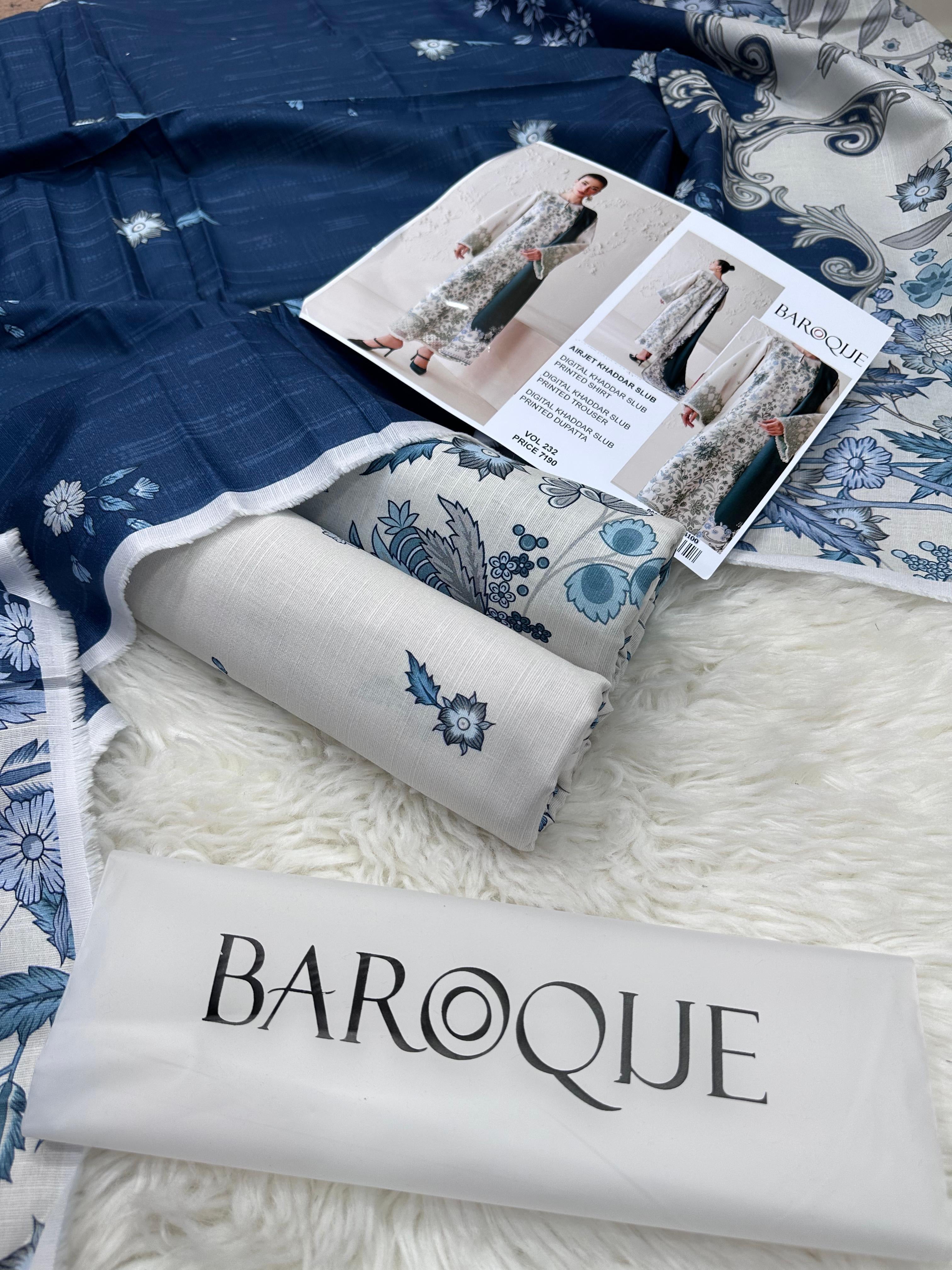 3pcs printed khaddar baroque