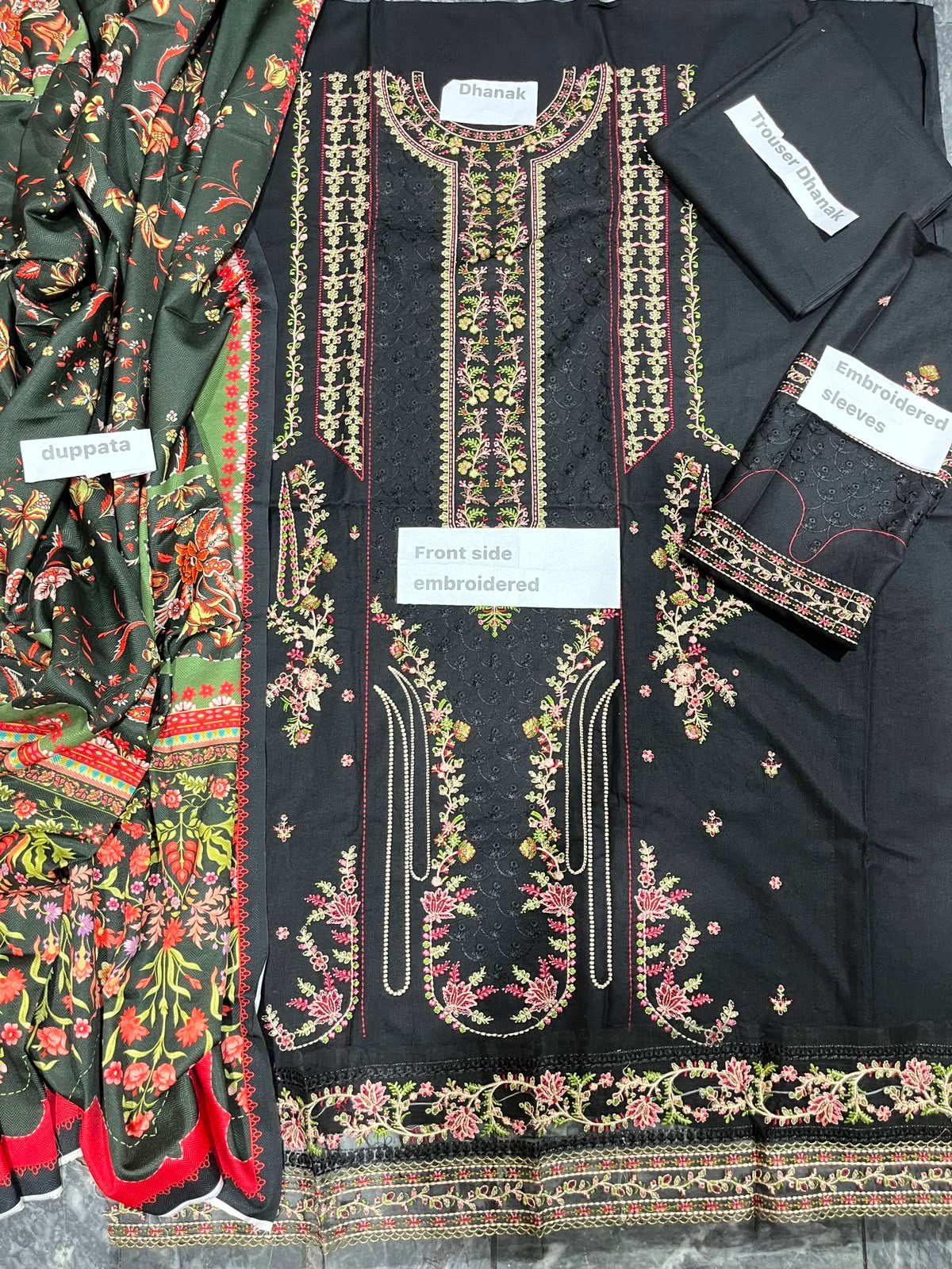 3pcs Hussian Rehar Black Dhanak Winter Sale