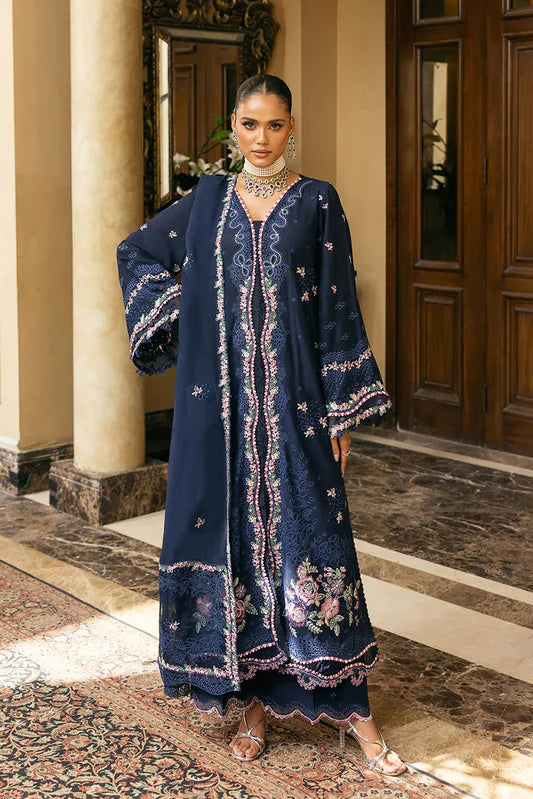 3pcs blue gown style lawn