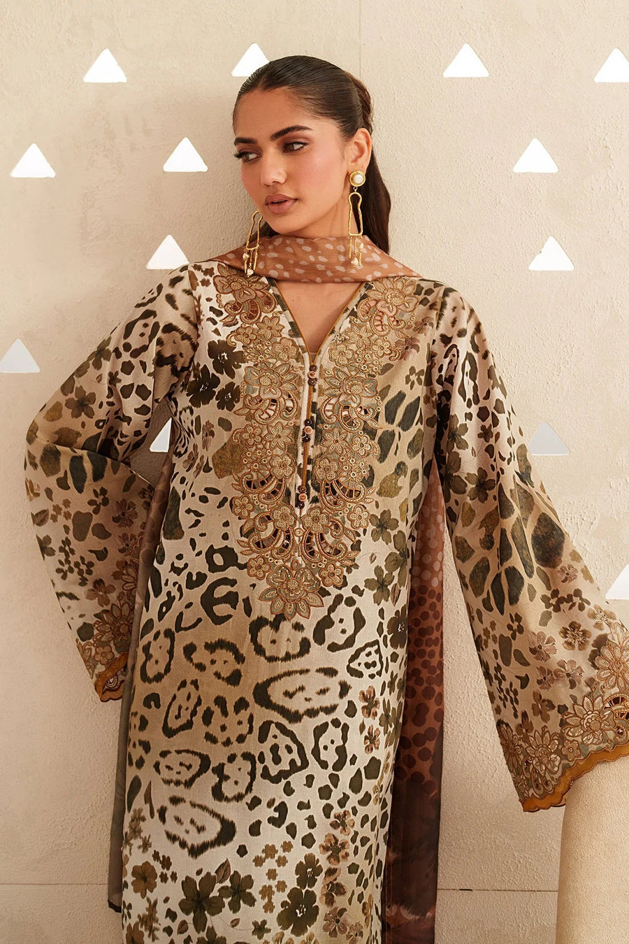 3pcs Cheetah Baroque print lawn
