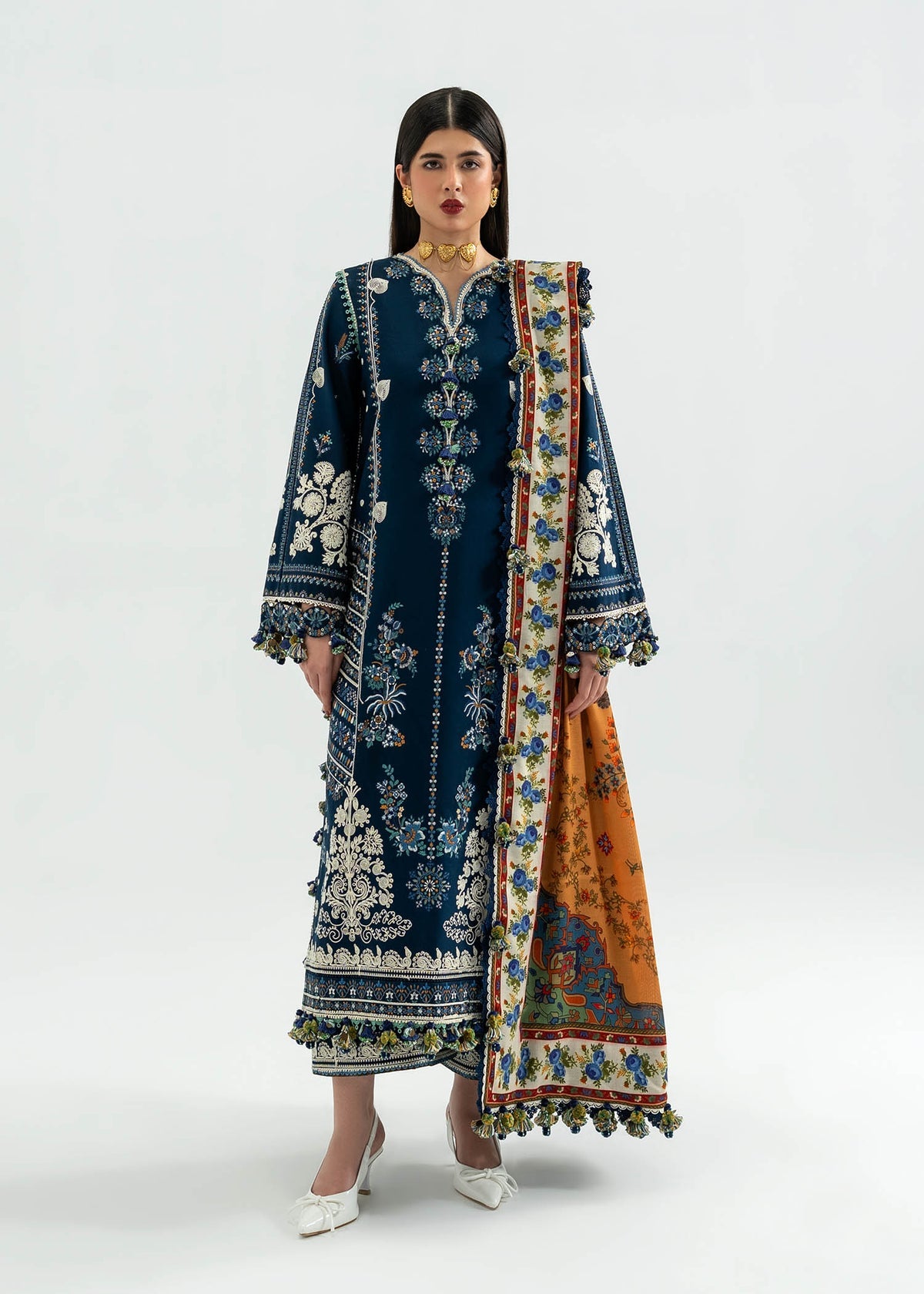 3pcs Hussain Rehar blue lawn